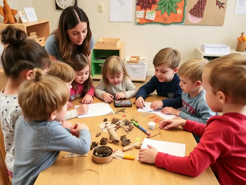 Dzieci 4-5 letnie pracujące metodą projektu w przedszkolu