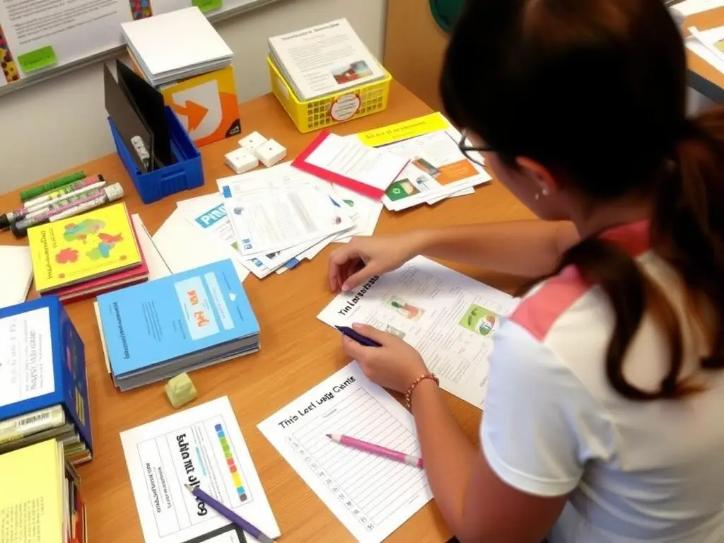 Nauczyciel przygotowujący materiały do dnia języków obcych