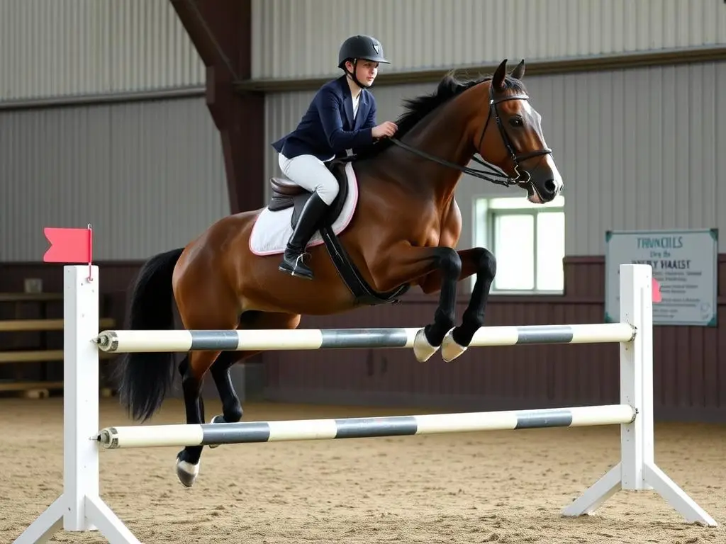 Technika prostego skoku w hobby horsing przez niską przeszkodę