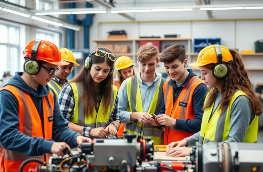 Uczniowie szkoły branżowej podczas zajęć praktycznych